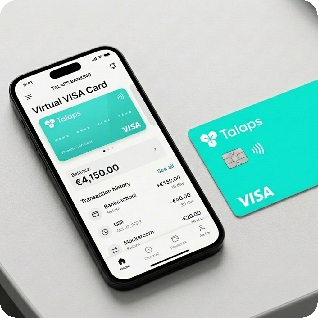 Talaps virtual Visa card in the app