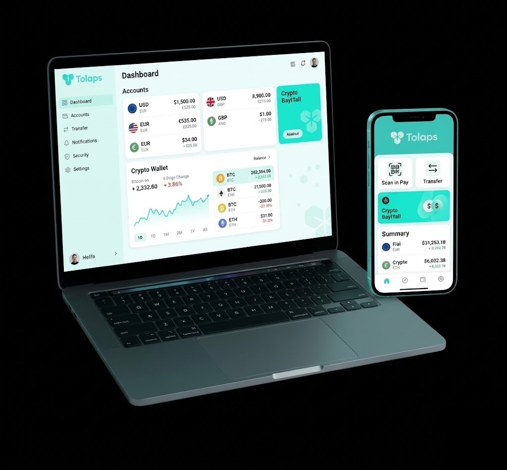 Talaps dashboard shown on laptop and phone